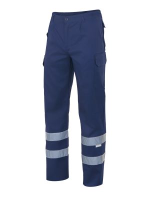 Pantalones reflectantes velilla con cintas multibolsillos de algodon vista 1