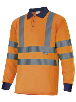 Polos reflectantes velilla bicolor manga larga alta visibilidad de poliéster para personalizar vista 1