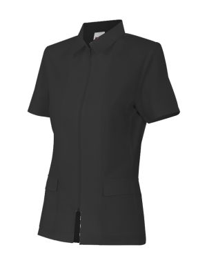 Casacas sanitarias velilla con cremallera manga corta de algodon con impresión vista 1