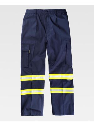 Pantalones reflectantes workteam recto fluorescentes de poliÃ©ster para personalizar vista 1