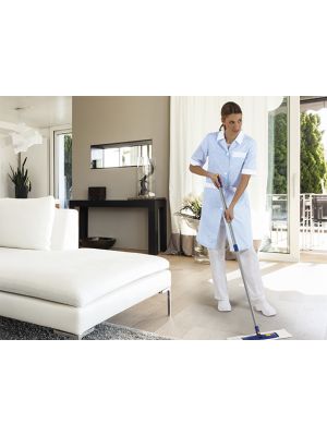 Batas sanitarias valento mujer rayas con logo vista 1