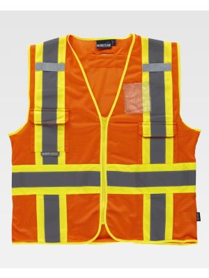 Chalecos reflectantes workteam rejilla reflectante fluorescente con escote a pico de poliÃ©ster para personalizar vista 1