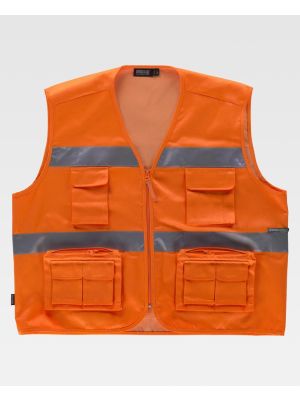 Chalecos reflectantes workteam tipo safari alta visibilidad de algodon para personalizar vista 1