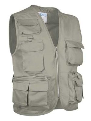 Chalecos de trabajo valento chaleco valento safari de poliéster con logo vista 1