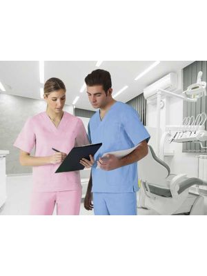 Casacas sanitarias valento link de poliéster con logo vista 1