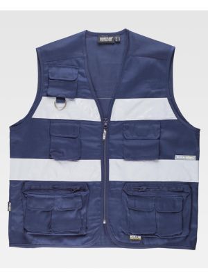 Chalecos reflectantes workteam tipo safari y cremallera de poliÃ©ster con impresiÃ³n vista 1