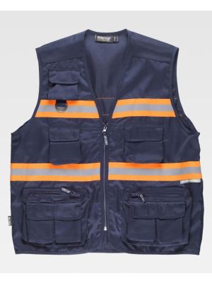 Chalecos reflectantes workteam tipo safari fluorescentes y cierre cremallera de poliÃ©ster vista 1