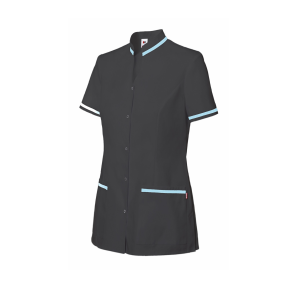 Casacas sanitarias con automáticos manga corta de 100% algodón vista 1